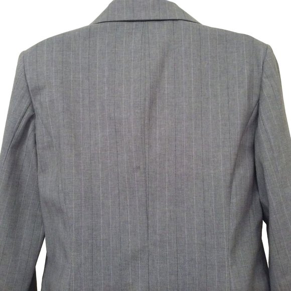 Vintage 90s Pendleton Savvy Wool Stretch Pinstripe Blazer Ladies-8 Repaired Grey - Picture 9 of 12